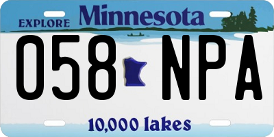 MN license plate 058NPA