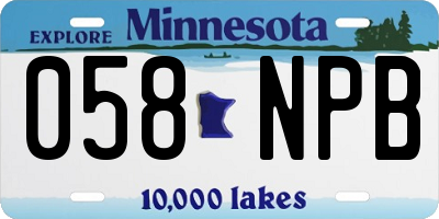 MN license plate 058NPB