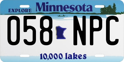 MN license plate 058NPC