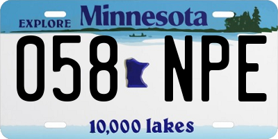 MN license plate 058NPE