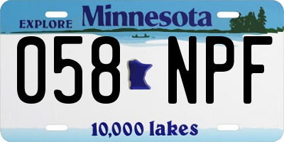 MN license plate 058NPF
