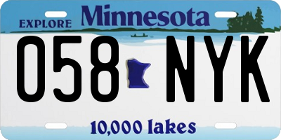 MN license plate 058NYK