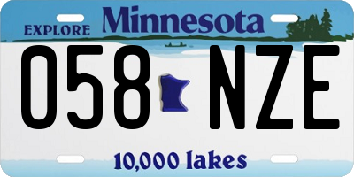 MN license plate 058NZE