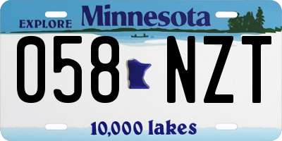 MN license plate 058NZT