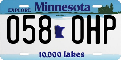MN license plate 058OHP
