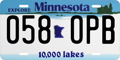MN license plate 058OPB