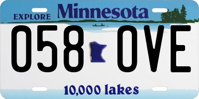 MN license plate 058OVE