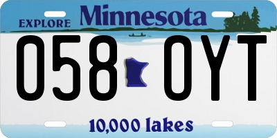 MN license plate 058OYT