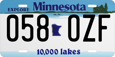 MN license plate 058OZF