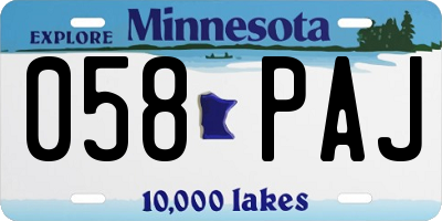 MN license plate 058PAJ