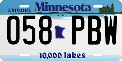 MN license plate 058PBW