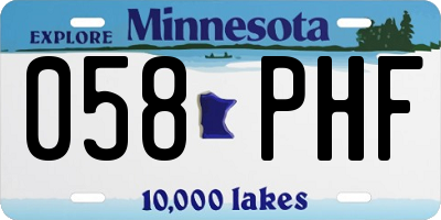 MN license plate 058PHF