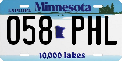 MN license plate 058PHL