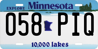 MN license plate 058PIQ