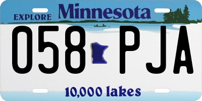 MN license plate 058PJA