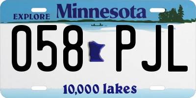 MN license plate 058PJL