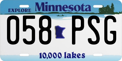 MN license plate 058PSG