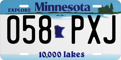 MN license plate 058PXJ