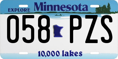 MN license plate 058PZS
