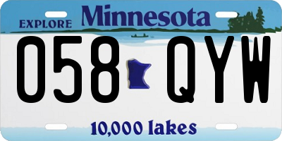 MN license plate 058QYW