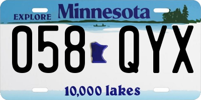 MN license plate 058QYX