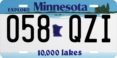MN license plate 058QZI