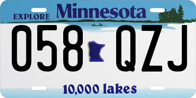 MN license plate 058QZJ