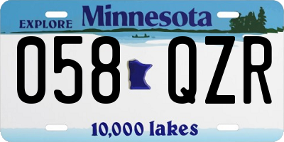 MN license plate 058QZR