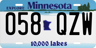 MN license plate 058QZW