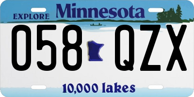 MN license plate 058QZX