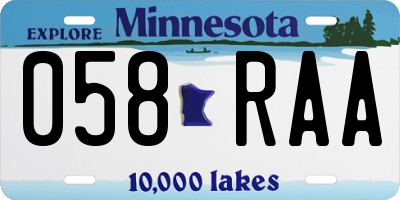 MN license plate 058RAA