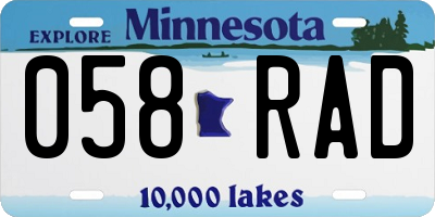 MN license plate 058RAD