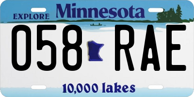 MN license plate 058RAE