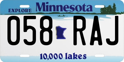 MN license plate 058RAJ