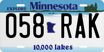 MN license plate 058RAK