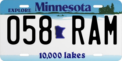 MN license plate 058RAM