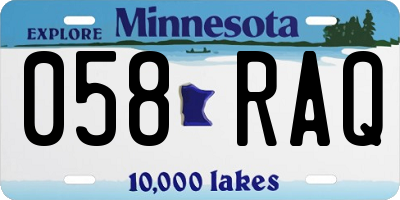 MN license plate 058RAQ