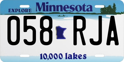MN license plate 058RJA