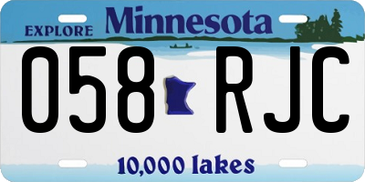 MN license plate 058RJC