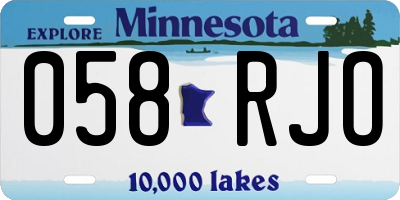 MN license plate 058RJO