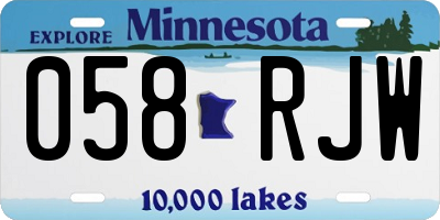 MN license plate 058RJW