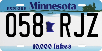 MN license plate 058RJZ