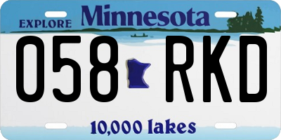 MN license plate 058RKD