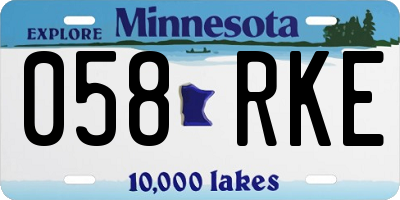 MN license plate 058RKE