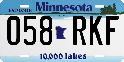 MN license plate 058RKF