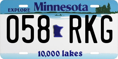 MN license plate 058RKG