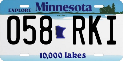 MN license plate 058RKI