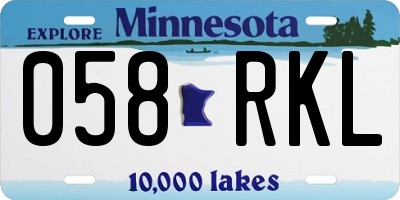 MN license plate 058RKL
