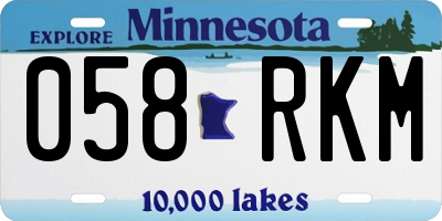 MN license plate 058RKM