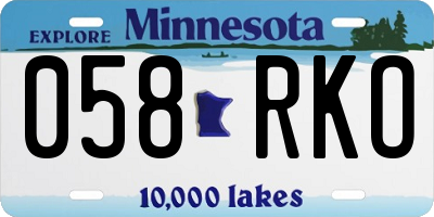 MN license plate 058RKO